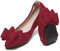 YOUNIFIZ Women Ballet Flats Foldable Fashion Bowtie Comfort Pointed Toe Slip On Ballerina Ladies Casual Comfort Faux Suede Loafers (Wine Red,Size 5)