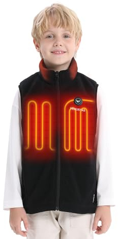 Venustas Kids Heated Fleece Vest with 7.4V Battery Pack Included, Warmer Youth Electric Heating Vest for Boys & Girls