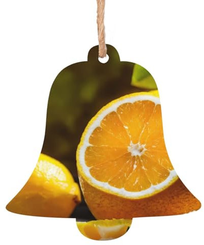 Rich&Rabbit Decorazione natalizia in legno a forma di campana con stampa giallo limone