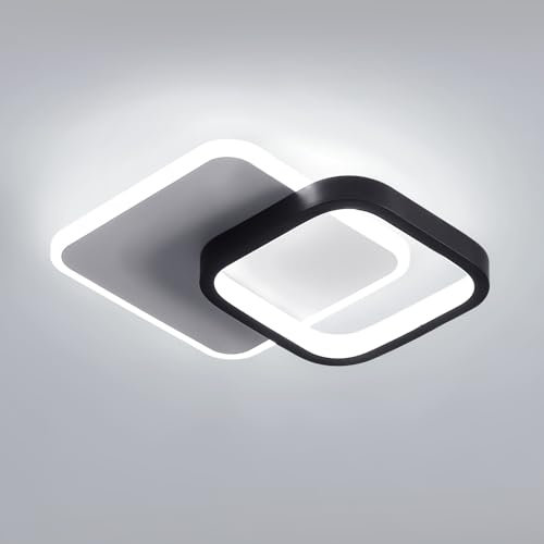 Comely Moderne LED Deckenleuchte, 24W 6500K Deckenlampe mit quadratischem Design, LED Deckenlampe für Wohnzimmer, Flur und Treppenhaus, Schwarz und Weiß