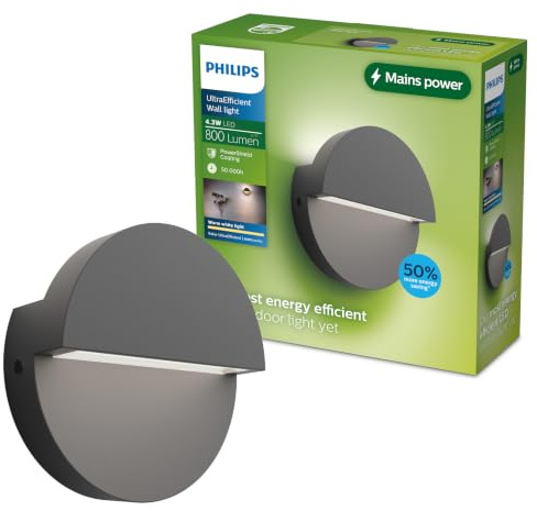 PHILIPS Valor ultraeffiziente Wandleuchte für den Außenbereich 2700K 800lm Anthrazit