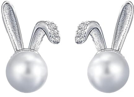 Ohrringe Ostern Damen, Strass-Perlen-Hasen-Ohrringe, Osterohrringe, Niedlich Kaninchen Perle Ohrstecker, Hasen Ohrstecker, Osterhasen Ohrringe, Osterdekoration Schmuck Für Frauen Und Mädchen (B)