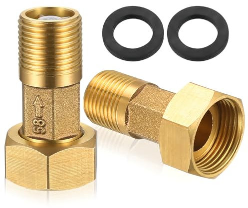 2 Pièces Raccords Filetés en Laiton 1/2 Pouce, Raccords à Vis en Laiton Traversant, Connecteur Raccord à Vis de Tuyau G3/4 Femelle x G1/2 Mâle BSP pour Tuyaux de Chauffage o Eau Plomberie