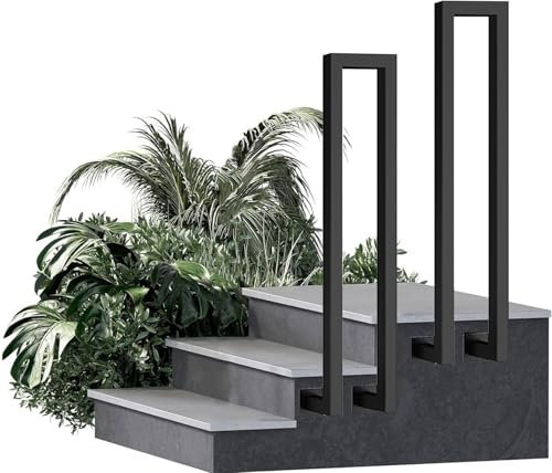 GUTUYEHKEA Geländer Handlauf for Treppen, Treppengeländer Innen, Mattschwarzer Schmiedeeisenhandlauf, U-förmiges Geländer Außen, Treppenhandlauf for Balkone, Flure, Wohnungen, Villen(1.6ft/50cm)