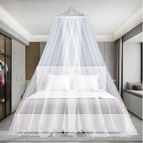 Moustiquaire Lit, Moustiquaire Lit Simple/Double 0,6 m x 2,5 m x 10,5 m, Auvent de Lit bébé, Moustiquaire Universelle pour Lit Adulte/Enfant, Auvent de Voyage Pliable Lit Universel Canopy Travel