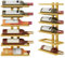 FAVOOSTY Weinregal Wand, Flaschenhalter, Flaschenregal mit 6 Ebenen, Holz Weinregal Bohlen Hängend Weinflaschenregale Schwarz für Esszimmer, Schlafzimmer, Weinkeller (Gold, 6 Tier 1 Set)