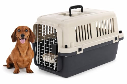 hundebox Auto - transportbox Hund - Flamingo Fomad dunkelgrau - S 40 x 61 x 41 cm - robuster Kunststoff - Metalltür - Sicherheitsverschluss - Tragegriff