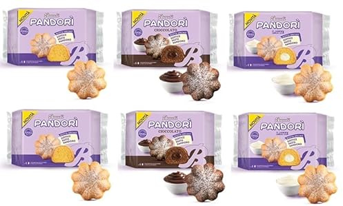 Italian Gourmet Testpaket Pandori dolce Cioccolato 2 x 150g + 4 x 178g | Classico e latte; weiches Gebäck für Frühstück, Kaffee und Dessert, Gesamtnettogewicht 300 g + Kostenlos Polpa 400g