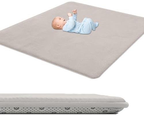 Baby-Krabbelmatte 3cm Dicke Spielmatte Kurzflor Kinderzimmer Teppiche Rutschfester Unterseite 50 x 80 cm Krabbelteppich für Kinderteppich Jungen Spielteppich baby Yogamatte Tatami Matte Beige