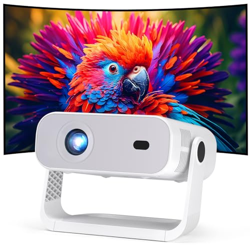 2026 New Smart Projector Built-in Apps Android 14 Native 1080P 4K Supported | WiFi 6 Bluetooth 5.2, 300 ANSI Lumens, Low Fan Noise (<30dB), Portable Mini Projector for Outdoor (Gray)