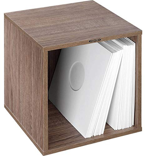 Zomo VS-Box 100 Vinyl Aufbewahrung - 360 x 335 x 370 mm - Walnuss - MDF Holz - Schallplatten Regal bis 120 LPs