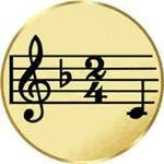 S.B.J - Sportland Pokal/Medaille Emblem, Motiv Musik, Durchmesser 50 mm, Gold