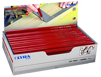 LYRA 333® Profi Zimmermannstifte 30cm oval rot Kartonetui 100 Stk. | Holzstifte, rot lackiert, Graphitmine, Markieren auf trockenem Holz, Industrie
