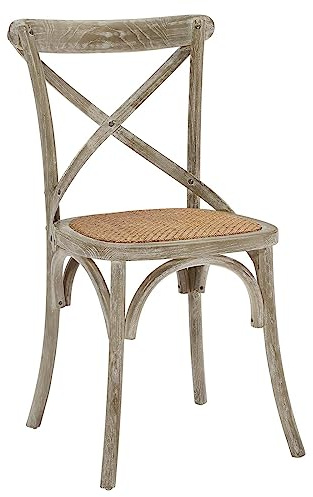 Modway Gear Rustic Modern Farmhouse Elm Wood Rattan Dining Chair in Gray