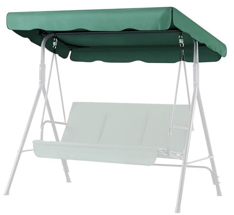 Flexzion Replacement Canopy For Outdoor Swing - 66 x 45 / 1.68m x 1.14m 2 Seat Bench Glider Swings Shade Fabric UV Weather Waterproof For Outdoor Garden Patio Yard Park Porch Seat Furniture, Green