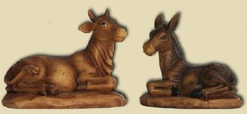 Unbekannt Krippenfiguren Ochs und Esel 2tlg. geeignet für 15cm Figuren