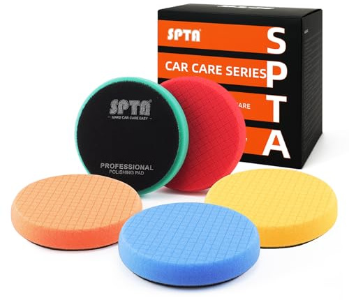 Buffing Polishing Pads, SPTA 5Pcs 6.5 Inch Face for 6 Inch 150mm Backing Plate Mix Cutting Force Buffing Pads Cutting Polishing Pad Kit for Car Buffer Polisher Compounding,Polishing, Waxing-SQMIX65