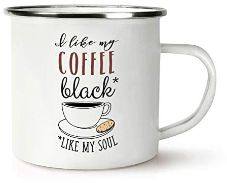 I Like My Coffee Black Like My Soul Retro Enamel Mug Cup