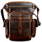 Le'aokuu Herren Echtes Leder Hüfttasche Gürteltasche Bauchtasche Reißverschluss Motorrad Messenger Pack Schultertasche 913-5 (A2 Kaffeebraun)