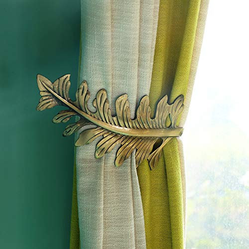 AHIMITSU 2 Stück Metall Blatt Form Vorhang Tie Backs U Form Raffhalter Halter Wand Haken Home Decor Hook