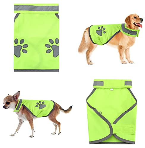 Warnweste, Warnweste, fluoreszierend, für Hunde, Haustiere, Welpen, 5 Größen, reflektierendes Oberteil, Warnjacke, Mantel, Größe XL, Hellgelb-Grün