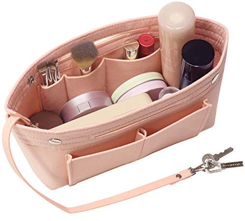 Soyizom Filz Handtasche Organizer Bag in Bag,Innentaschen für Handtaschen Organizer mit Schlüsselkette für Speedy Neverfull,8 Farben(Rosa,Klein)