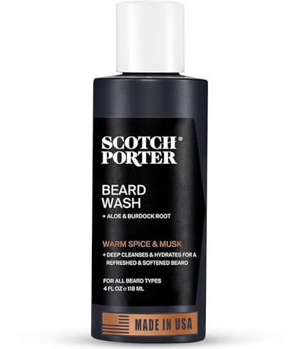 Scotch Porter Moisturizing Beard Wash – Cleanse, Refresh, Hydrate & Soften Coarse, Dry Facial Hair while Protecting Skin for a Fuller-Looking Beard – Original Scent, 8 oz. Bottle
