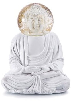 Donkey Summerglobes The White Buddha Schneekugel Glitzerkugel, Material: Glas, Wasser, Polyresin, Maße: 15,5 cm hoch, 11,5 cm breit, 330453