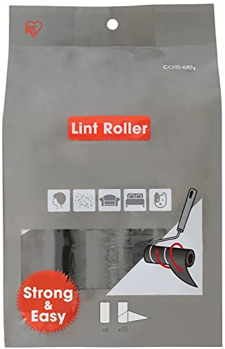 Iris Ohyama, Set di 6 ricariche da 60 fogli neri, per CCNB-RN rotolo adesivo speciale per pelucchi e peli di animali, vestiti, tende, divani - Handy Lint Roller CCHS-6RN - Nero