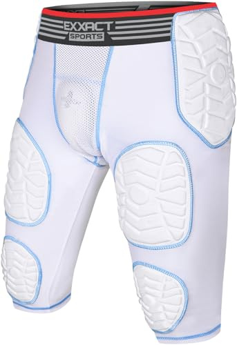Exxact Sports Combat 7-Pad Adult Football Girdle for Men (AM, White)