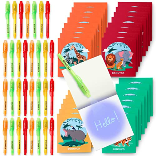 BONNYCO Penna Invisibile e Taccuino 32 Pezzi Animali Giungla Gadget Compleanno Bambini, Regalini Fine Festa Compleanno Bambino, Regalino Fine Festa Pignatta | Penne Magiche Gadget Bambini Animali