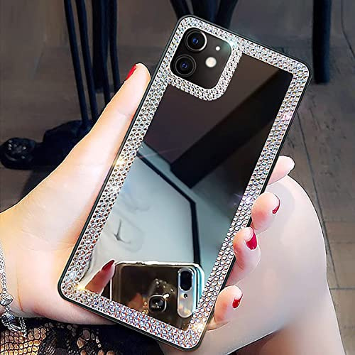 Cavdycidy iPhone 11 Diamond Mirror Case, Crystal Bling Acryl Outdoor Make-up Hülle für Frauen Mädchen die Schönheit lieben
