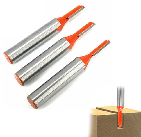 Guanyj 8 mm Shank Groove Cutter Wood Cutter 3 Pieces Straight Cutter Set Wood Cutter Router Bit Professional Groove Cutter Standard for Wood 3 mm, 4 mm, 5 mm