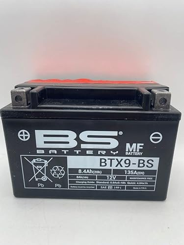 Batteria moto BS BTX9-BS (YTX9-BS) - Senza manutenzione - 12 V 8 Ah - Dimensioni: 150 x 87 x 105 mm compatibile con Aprilia Habana Retrò 125 1999-2002
