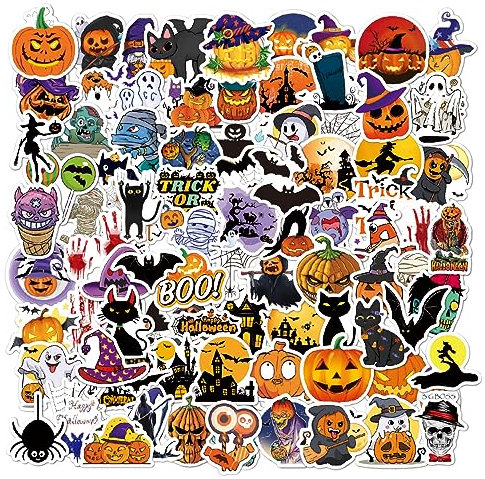 Halloween Aufkleber Pack 100 Stück für Dekoration, Vinyl Stickers Decals für Skateboard Auto Motorräder Fahrrad Gepäck Laptop Koffer