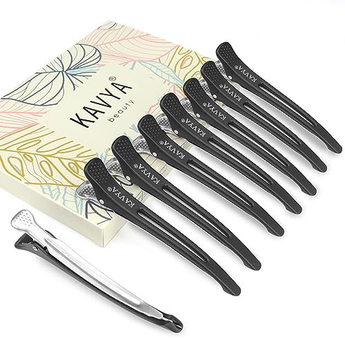 Kavya 10 Pcs Pinzas Pelo Peluqueria Pinza Pelo Cocodrilo Pinzas Para el Pelo Salón Universal Para Hombres Y Mujeres Hair Clips Sin Marcas Negro