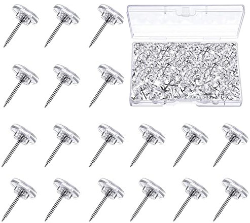 200 Stück Push Pins Transparent, 16 mm Transparente Reißzwecken, Flach Pinnwandnadeln mit Aufbewahrungsbox für Weltkarte, Bulletin Board, Korkplatte