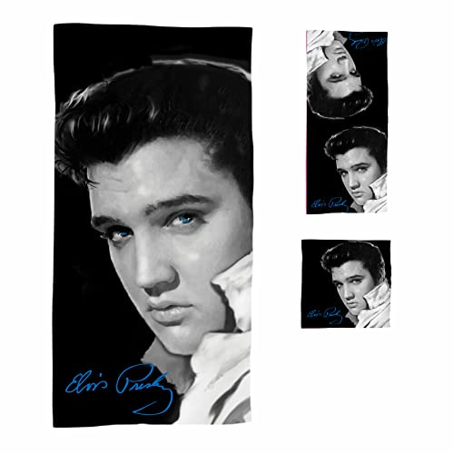 Elvis Presley Badetuch-Set, 3-teilig, Schwarz-Weiß-Foto – Mid-South Products