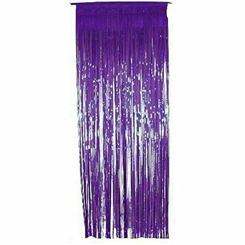 Purple Foil Fringe Curtains, 1M*2M, Shimmer Tinsel Curtain Backdrop for Birthday Wedding Prom Party, Christmas and New Year Decoration