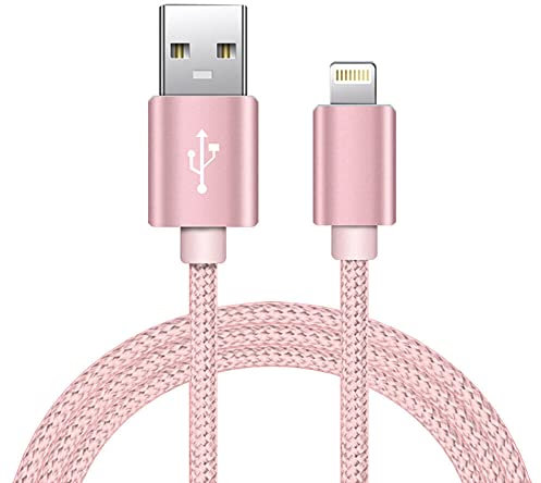 My Fone Store iPhone Charger Cable Lightning Cable 3A 3FT/1M [MFi Certified] Nylon Braided Fast Charging & Sync iPhone Charger Wire Compatible with iPhone12/11/13 XS/XR/X/7+/8+/8/7(Pink)