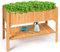 InTheMarket Carré Potager Surélevé Lit de Jardin sur Pieds avec Etagère Inférieure de Rangement en Bois Naturel pour Terrasse/Balcon/Jardin