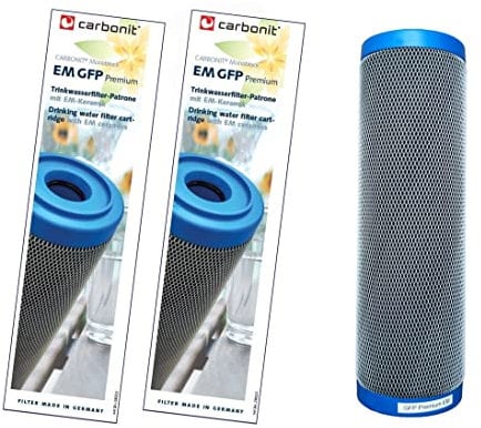 Neuheit: 2 x Prime Invention Wasserfilter GFP Premium EM Filterpatrone 0,4 µ mit mehr Aktivkohle und EM-Keramik