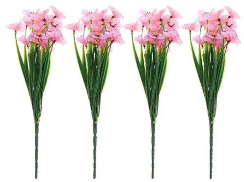 VICASKY 1 Set 4pcs Decorative Artificial Flowers African Violets Silk Floral Arrangements Faux Plants Flower Arrangements Artificial Fake Bridal Flower Bouquet Artificial Flower Stems Hay