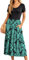 GRECERELLE Womens Summer Maxi Dress Casual Short Sleeve Crew Neck Swing Flowy Tiered Party Dresses with Pockets for Weddings, Holidays (FP Blue Green, L)