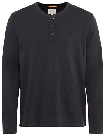 camel active Herren Henleyshirt aus nachhaltigem Organic Cotton Dunkelgrau, menswear-3XL