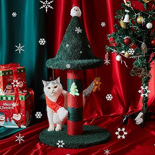 LUCKITTY Arbre à chat avec 4 jouets en peluche à suspendre – Alternative au sapin de Noël Offrez à votre chat un jouet et un arbre à chat en un avec cet arbre à chat ultime 76,2 x 38,1 cm
