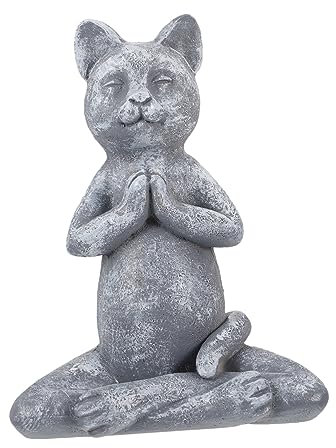 Warmhm 1stk Betende Katzenstatue Positionsstatue Glückliche Katzenfigur Handgemalte Katze Tier Yoga-katzenmodell Gartenkatzenfigur Katzenstatue Aus Stein Cartoon-Katze Draussen Harz