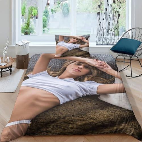 Sexy Women 3D Bettwäsche Set Microfaser Sexy Beauty Bettbezug Set Mikrofaser Mit Reißverschluss Mit Kissenbezug Geeignet Für Männer Und Frauen Single(135x200cm)