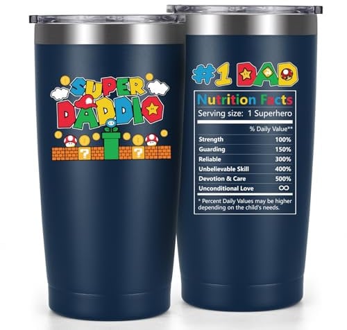 Livole Dad Gifts - Father's Day Stainless Steel Travel Mug from Daughter, Son, Child - 20oz Insulated Wine Tumbler with Straw and 2 Lids - Best Daddy Gift Ideas for Men