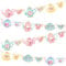 Faccito 5 Pcs Vintage Tea Party Decoration Banner Double Sided Floral Tea Party Hanging Teapot Cutout Paper Banner Assembled for Bridal Shower Birthday Decor